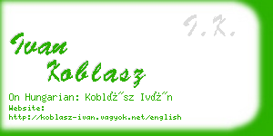 ivan koblasz business card